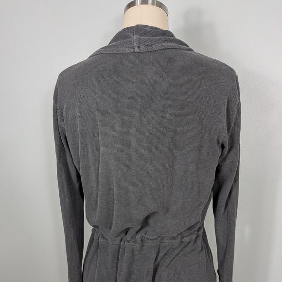 Y2K Thermal Cardigan S Gray Mini Waffle Duster Tie Twilightcore Elena Indie - Picture 4 of 11